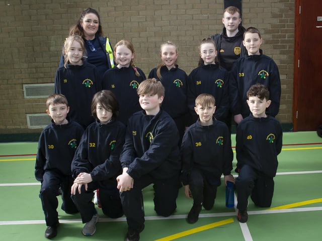 The Gaelscoil Eadain Mhoir team which took part in the Bogside and Brandywell Health Forum’s Young People’s 5k Dash & Obstacle Challenge around the Urban Village Area on Thursday morning last.