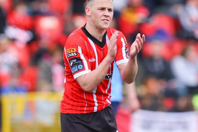 Ben Doherty is loving having license to roam forward after netting his fifth goal of the season at Oriel Park on Friday.