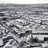 A covering of snow falls across Derry. Photo Lorcan Doherty / PressEye