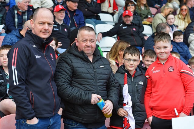Fans in Celtic Park on Sunday afternoon for Derry's National football League game against Mayo. Photo: George Sweeney