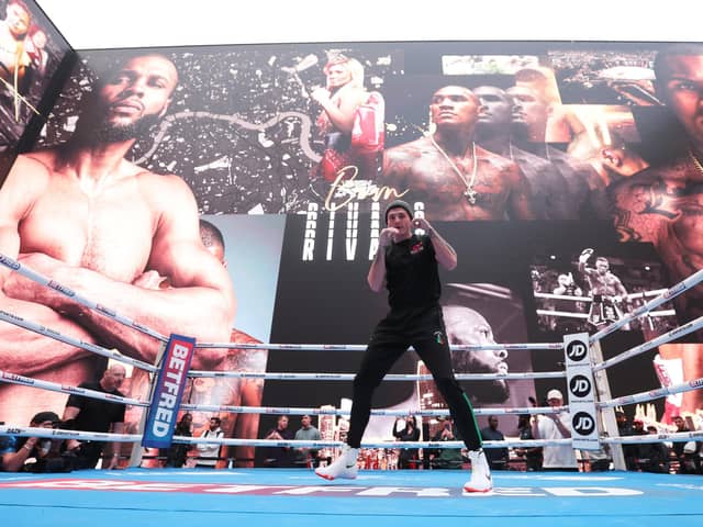 Connor Coyle pictured during the Born Rivals public workout in London on Wednesday. Picture By Mark Robinson Matchroom Boxing.