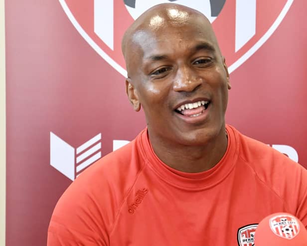 Andre Wisdom's influence has been hailed by Derry manager Ruaidhri Higgins. (Photo by Adam Morrison)