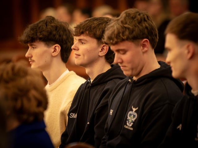 Some of the St. Columb's College Year 14s pictured during Thursday's Valedictory Mass. : .