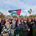 Crowds at a previous rally in Derry calling for an end to the bloodshed in Palestine.