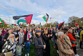 Crowds at a previous rally in Derry calling for an end to the bloodshed in Palestine.