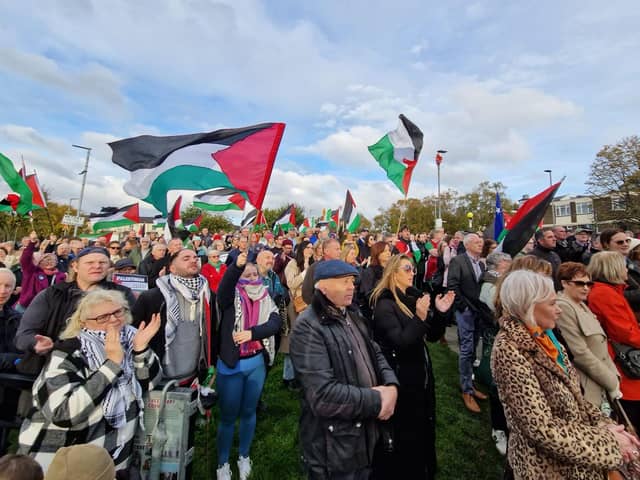 Crowds at a previous rally in Derry calling for an end to the bloodshed in Palestine.
