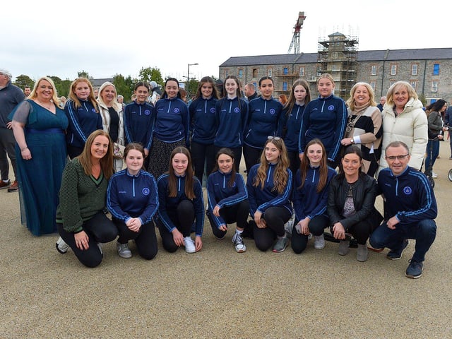 Staff and pupils from St Mary’s College attended Ebrington Square for Phil Coulter’s live performance of his iconic hit ‘The Town I Loved So Well’ on Saturday afternoon last. Photo: George Sweeney. DER2240GS – 04