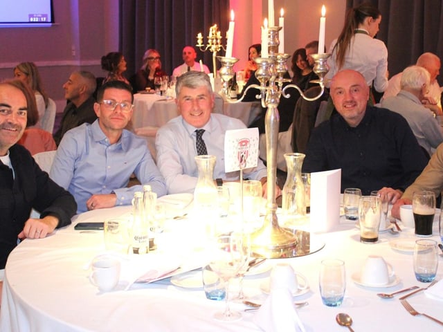 Past players celebrating 40 years of Derry City in the League of Ireland at the Everglades.