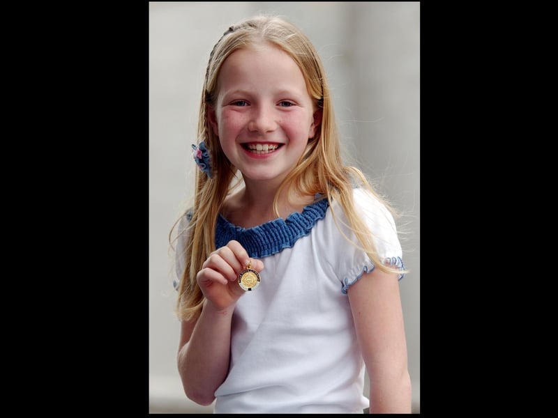 Nine years-old Ciana Darrall, from Kingsfort, a pupil of Bunscoil Cholmcille, first in Irish Conversation U-12 years. (2504C10)