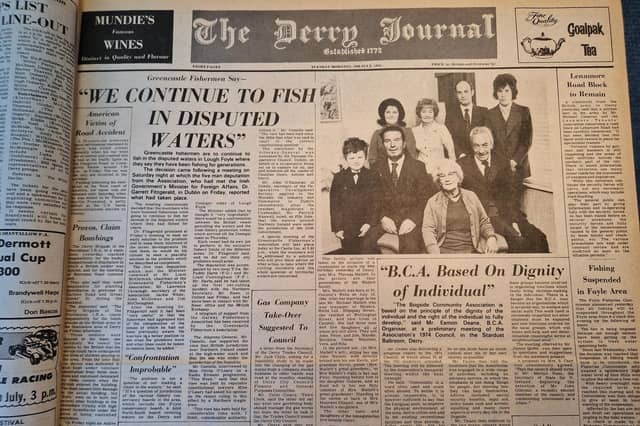 The Front Page of the Derry Journal Newspaper July 16 1974.