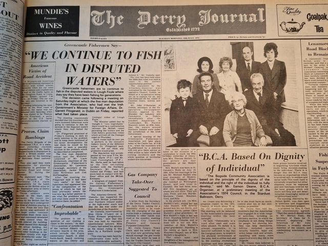 The Front Page of the Derry Journal Newspaper July 16 1974.