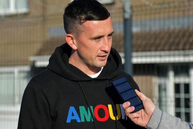 Aaron McEneff former Derry City player, now with Perth Glory, was at the Brandywell for Derry City’s game against Dundalk on Monday evening. Photo: George Sweeney.  DER2320GS – 42 