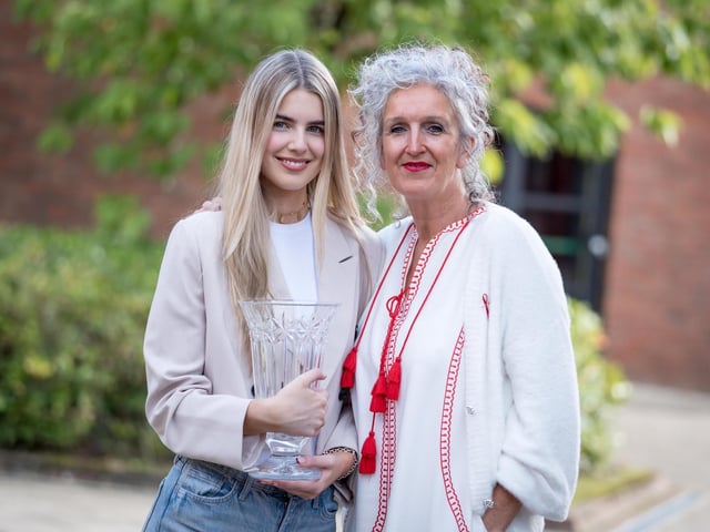 Emma Corns (Head Girl) and Ms Sharon Mallett (Principal)