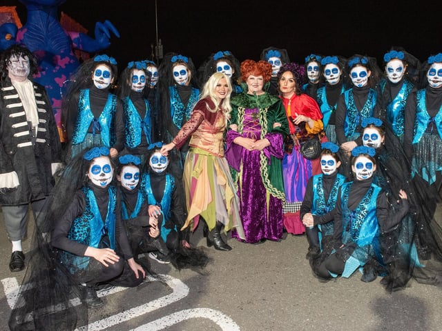 The Mayor Councillor Patricia Logue who with members of her family met with some of the Halloween Carnival Parade participants ahead of the event which the First Citizen led along the banks of the River Foyle. Picture Martin McKeown. 31.10.23