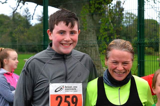 2019: Geraldine Mullan and her son Tomás Mullan pictured at a Muff Community Park 5k fundraiser, the year before Tomás died. DER1719GS-127