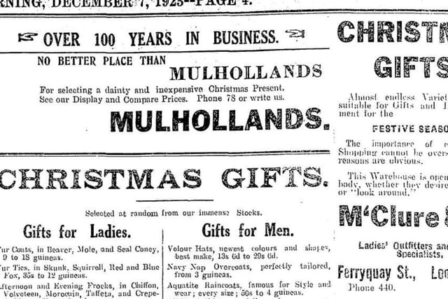 Mulhollands Christmas gifts.