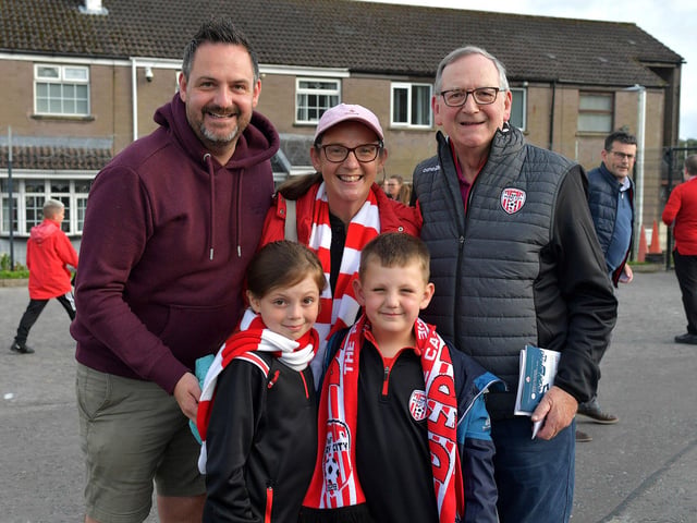 Fans arrive at the Brandywell Stadium for Derry City’s Europa Conference game against KuPs FC on Thursday evening. Photo: George Sweeney. DER2330GS -