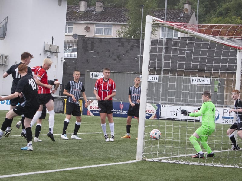 Action from Saturday’s u-14 Foyle Cup final between Ards and Derry City at the Brandywell, Derry. (Photos: Jim McCafferty Photography)
