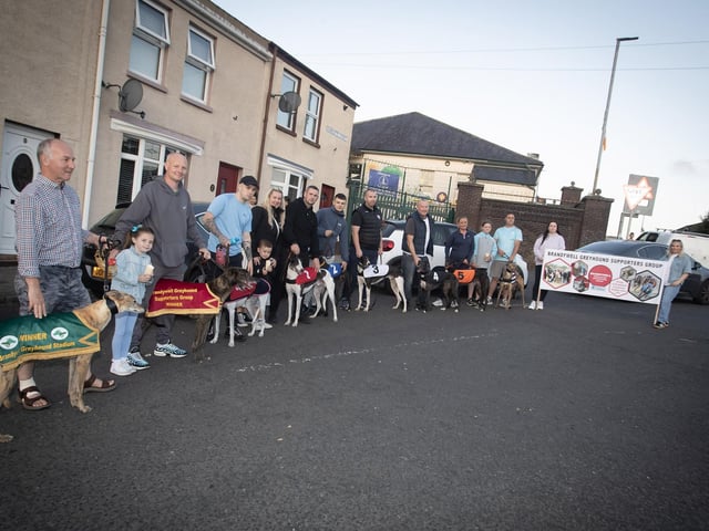The Brandywell Greyhound Supporters Group playing their part in Friday night's Solus. (Photos: Jim McCafferty Photography) : .