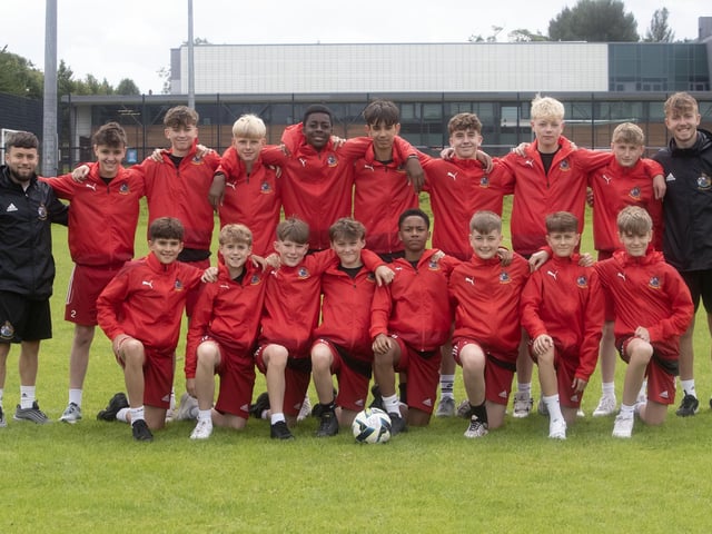 The Altrincham u-14 squad pictured at St. Columb's Park on Wednesday.