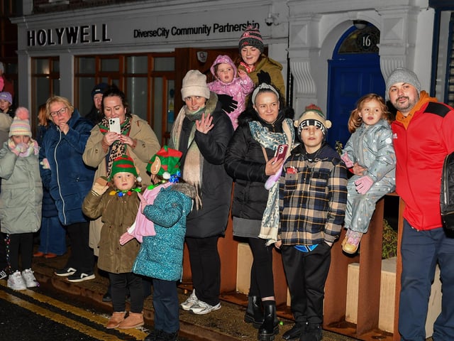 Families at the Derry Magical Christmas procession on Friday evening. Photo: George Sweeney