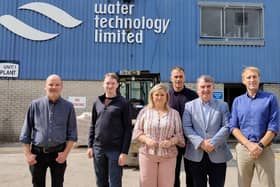 Image caption: (L-R) Brian Scannell, Financial Controller at Water Technology Limited pictured with NWRC XR Hub Manager Jim Murray, InterTradeIreland Innovation Boost Graduate, Sarah Casey, Water Technology Limited, CEO Eoin Riordan, InterTradeIreland Innovation Boost Advisor, Joe Kelleher and Water Technology Limited Head of Sales, Diarmaid Ryan at the final PMG meeting.