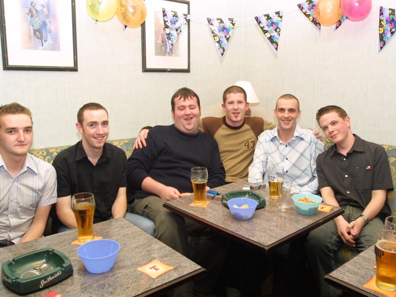 Chris Dunne, Conor Gallagher, Paul McAllister, Barney O' Donnell, Eamon Frazer and Seamus McConnell enjoying the party.