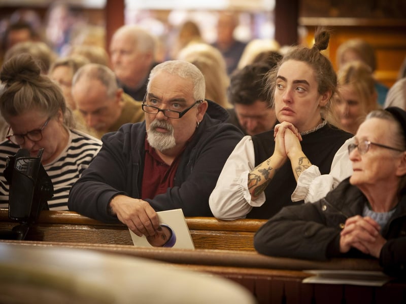 A section of the attendance at the Long Tower Church on Monday evening.