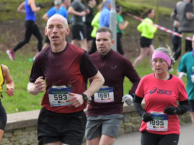 Competitors make their way around St Columb’s Park on Saturday morning. Photo: George Sweeney