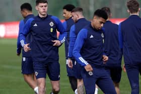 Eoin Toal training alongside Shea Charles and the rest of the Northern Ireland squad. Picture by William Cherry