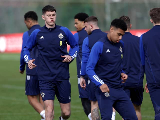 Eoin Toal training alongside Shea Charles and the rest of the Northern Ireland squad. Picture by William Cherry