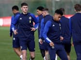 Eoin Toal training alongside Shea Charles and the rest of the Northern Ireland squad. Picture by William Cherry