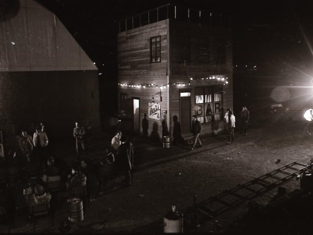 Filming on the river at Derry quay.