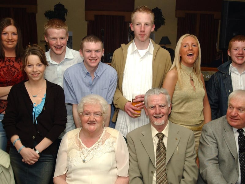 Thelma and Edmund Harkin who celebrated their 50th wedding anniversary In Argyle are joined by their grandchildren. Included are,  Owen O Grady, George Campbell, Patrick O Grady, Jennifer Campbell, Paul O Neil, Laura Harkin and Sabrina Doherty. 
