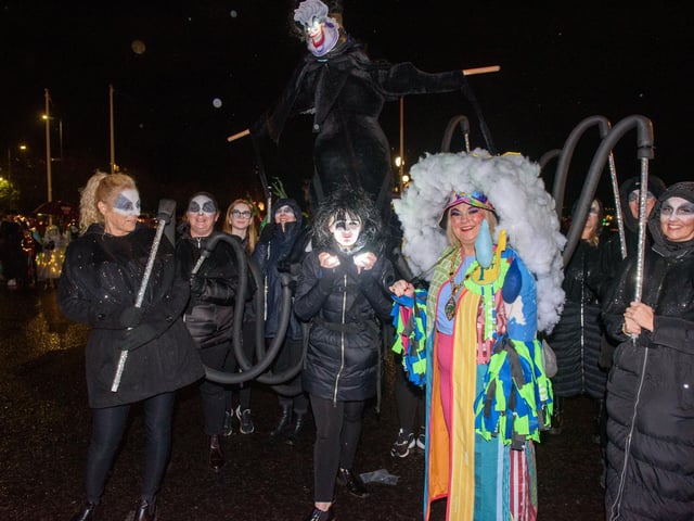 On the Ninth Wave, the parade in Derry which brought the annual Derry City and Strabane District Council Halloween Awakening of the Walled City to a dramatic conclusion followed by a fireworks display over the River Foyle. Picture Martin McKeown. 31.10.22