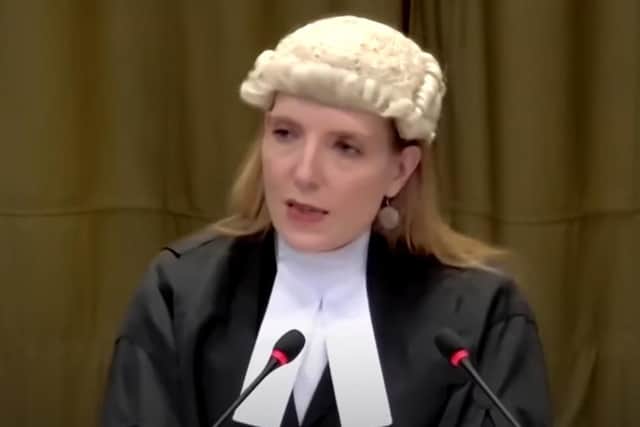 Blinne Ní Ghrálaigh KC speaking at the International Court of Justice hearing.