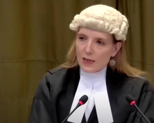 Blinne Ní Ghrálaigh KC speaking at the International Court of Justice hearing.