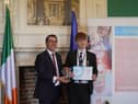 Winner of the 2023 National Life Advocate Awards, James Tourish, St. Columb's College presented by Senator Rónán Mullen.