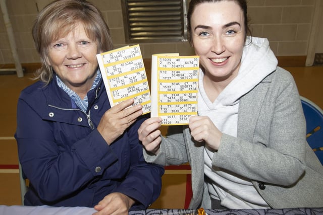 Pamela Bradley and Aisling Whoriskey enjoying Wednesday’s Bingo in Creggan.