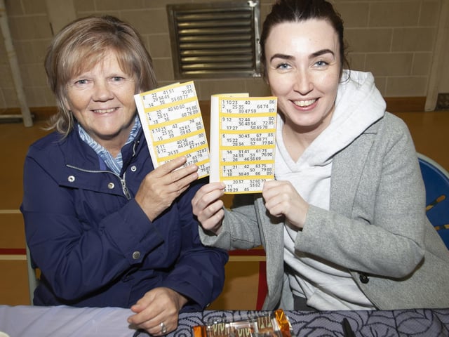 Pamela Bradley and Aisling Whoriskey enjoying Wednesday’s Bingo in Creggan.