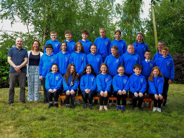 Mr Morrison’s P7 leavers class at Chapel Road Primary School. Photo: George Sweeney. DER2321GS – 112
