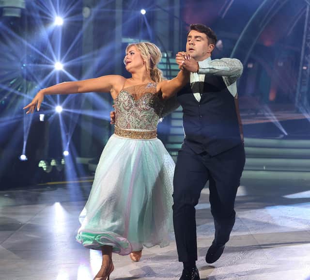 Broadcaster Carl Mullan, who has strong Derry connections, with his Dance Partner Emily Barker during Dancing With The Stars Series 6 . Pic : Damien Eagers