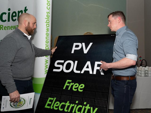 James Strain, Inishowen Co-Op  and Stephen Robb, Farmers Journal  at the Inishowen Co-Operative Society’s Renewable Energy information evening for farmers in the Inishowen Gateway Hotel.  Photo Clive Wasson.