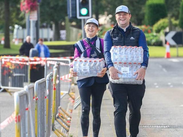 Big smiles from the water guys at the Europe Triathlon Cup on Saturday morning. (Photo - Tom Heaney, nwpresspics)