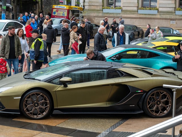 Derry City and Strabane District Council Mayor, Councillor Lilian Seenoi-Barr has hosted Supercar Saturday in Guildhall Square to raise money for the Mayoral Charity Bud Club. The event attracted car enthusiasts and owners from across the region to support aid the local charity. Picture Martin McKeown. 24.05.25