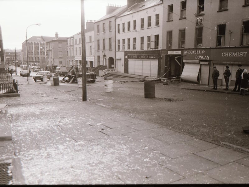 Bomb at Stevenson bakery, William Street.