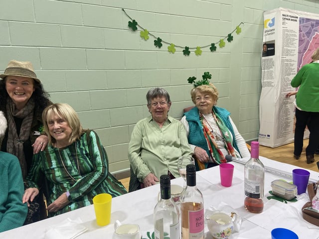 Participants at the cross-community St Patrick's Day evening of song and dance in Eglinton.