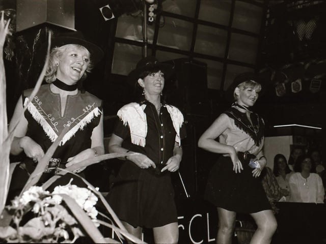 The finalists of the 1995 Miss Derry competition pictured at the final in Squires Nightclub.