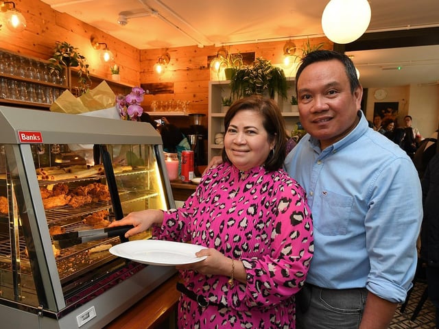 Proprietors Ralyn and Joseph Petingco pictured at the opening of Derry’s first Filipino restaurant, called Bahay Kusina, in the Craft Village, on Saturday afternoon. Photo: George Sweeney