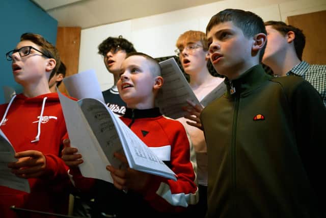 Young male singers from St Peter's Cathedral, Belfast, Schola Cantorum.